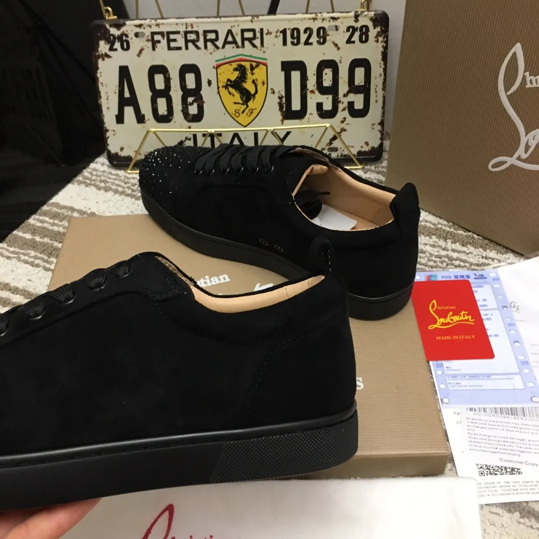 Ex-factory price 440. christian louboutin (CL red sole shoes) counter hot diamond series, high-top casual sneakers for couples 📢 📢 📢 Exclusive hot style release 🎈🎈💪 Movable latex feet 👻 Finished outsole sewing line [satisfied] 😝Female 35-40# Male 38#-46, global supply😝 [Top version]: original imported cowhide suede upper, top original leather lining, original molded TPU outsole, original 1:1 detail processing, original shoe last,